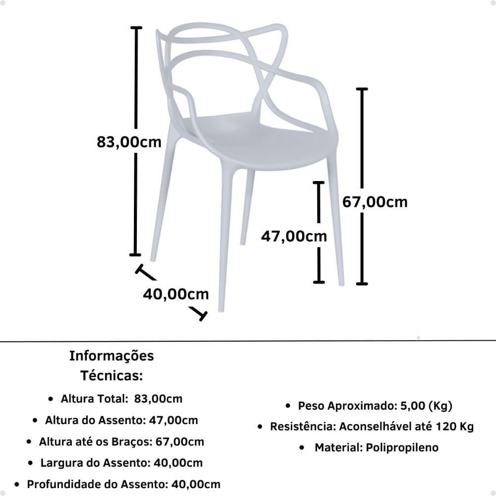 Conjunto Mesa De Jantar Redonda Marci Branca 120cm Com 4 Cadeiras Allegra - Cinza