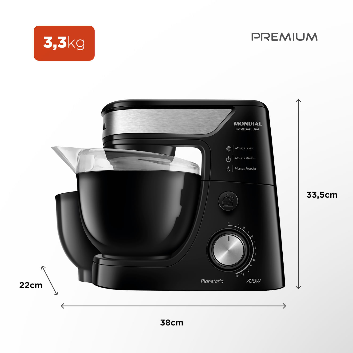 Batedeira Planetária Mondial Premium BP-01P-B BATEDEIRA PLANETÁRIA-127V-PRETO/INOX