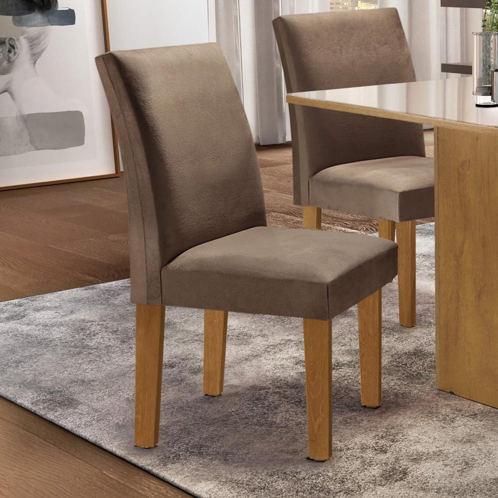 Miniatura Conjunto 2 Cadeiras Estofadas Espanha Espresso Móveis Ypê/Suede Animale Marrom