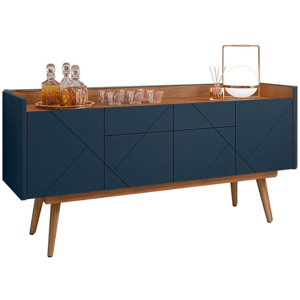 Miniatura Aparador Buffet 4 Portas E 2 Gavetas Azul Cobalto Cedro