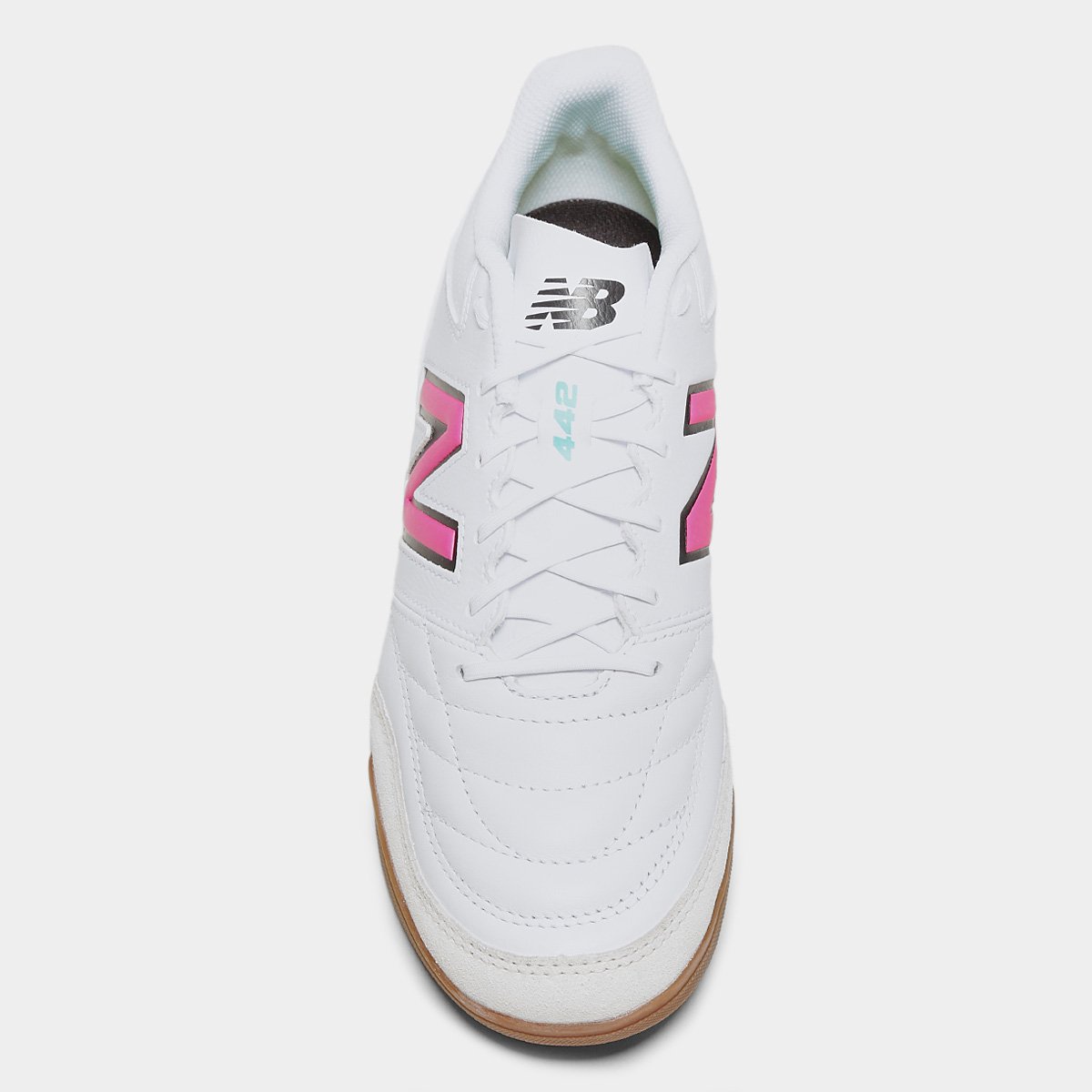 Miniatura Chuteira Futsal New Balance 442 V2 Team Unissex Branco+Rosa - 38