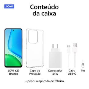 Smartphone JOVI Y29 Marble White 4G 256GB Tela 6.68” 120Hz Android Câmera 50MP Bateria 6500mAh Desbloqueado