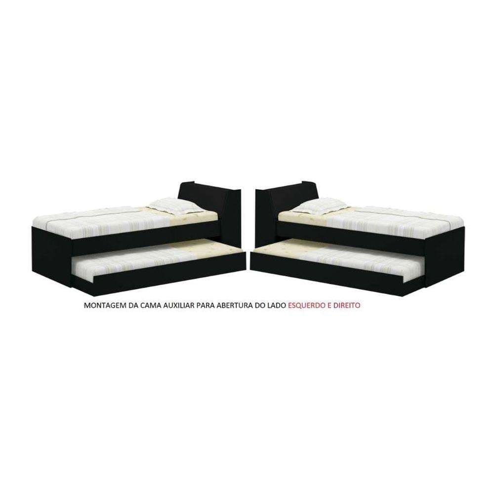 Cama Solteiro Bicama Ditália Bb-28 Preto