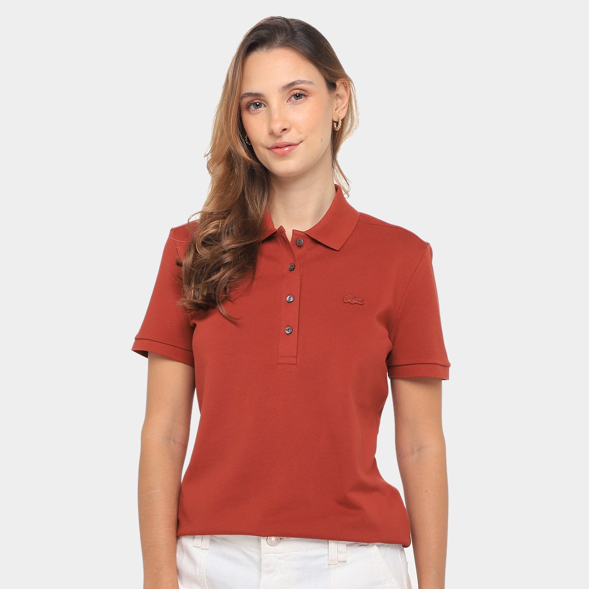 Miniatura Camisa Polo Lacoste Feminina Vermelho Escuro - 36