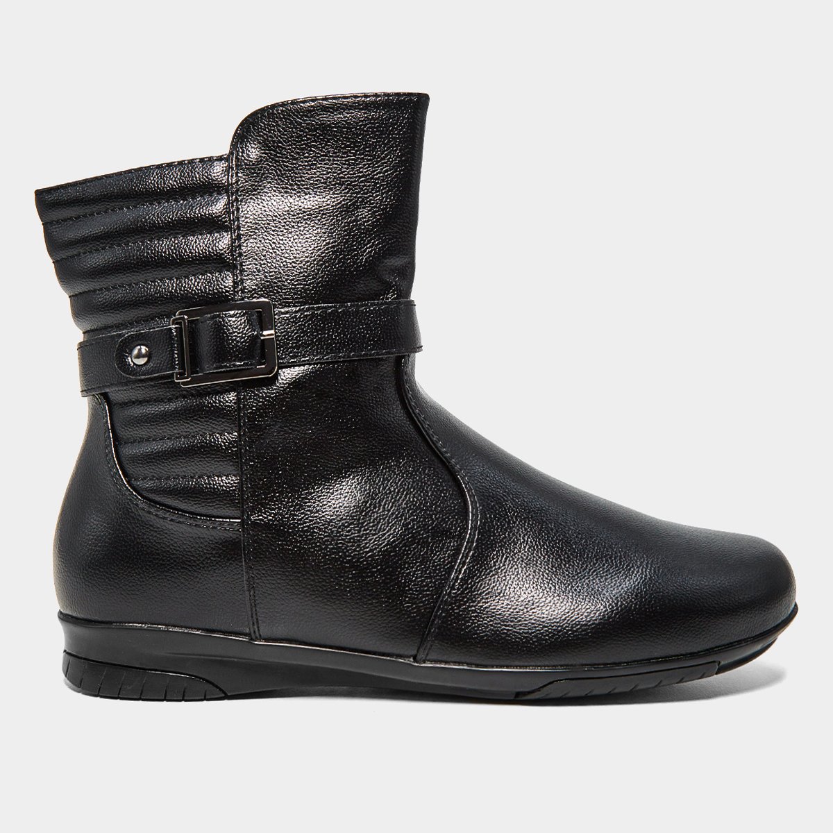 Miniatura Bota Mooncity Fivela Lateral Cano Médio Feminina Preto - 34