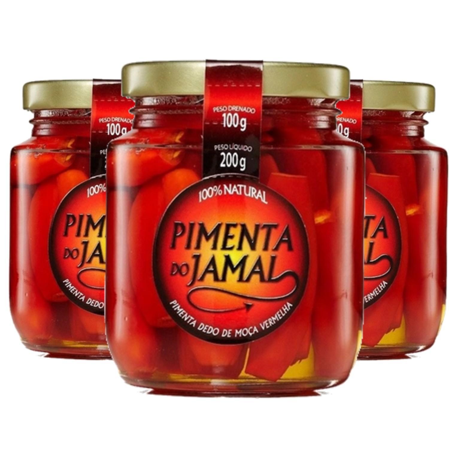 Miniatura Kit 3Un Pimenta Dedo De Moça Vermelha Em Conserva Jamal 200G