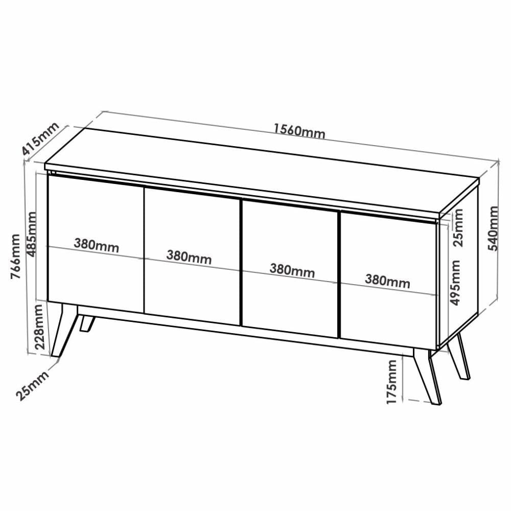 Miniatura Buffet Aparador 4 Portas Eifel Espresso Móveis Pinho