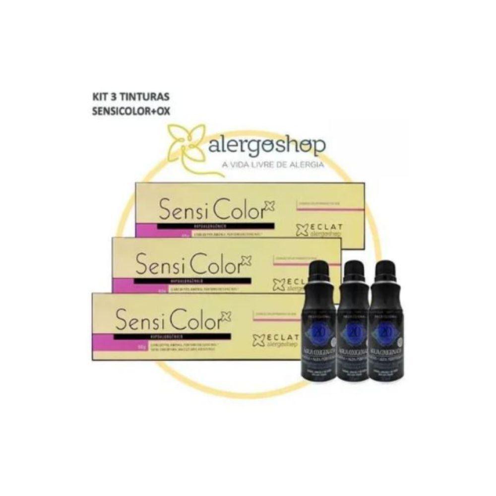 Miniatura Tintura Hipoalergência Sensicolor + Oxig Alergoshop Kit C/3