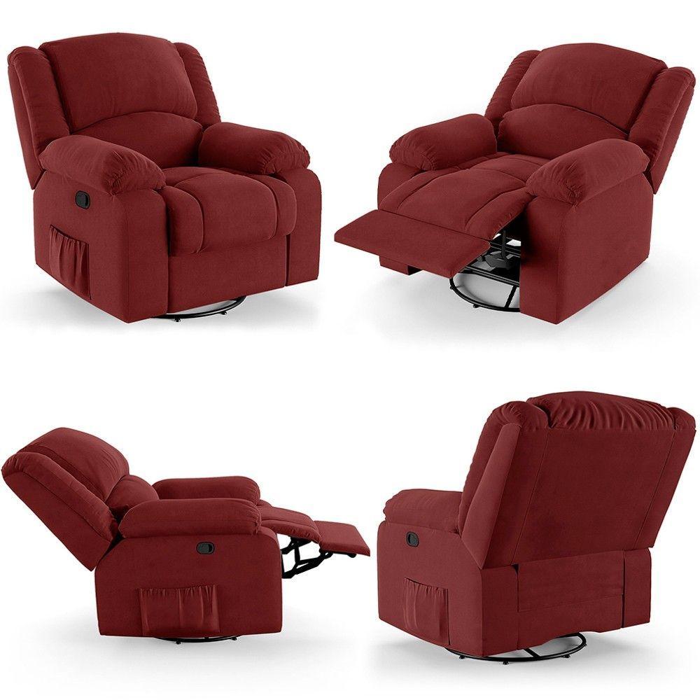Poltrona Do Papai Reclinável Pietra Glider Giratória Fh9 Veludo Vermelho - Mpozenato