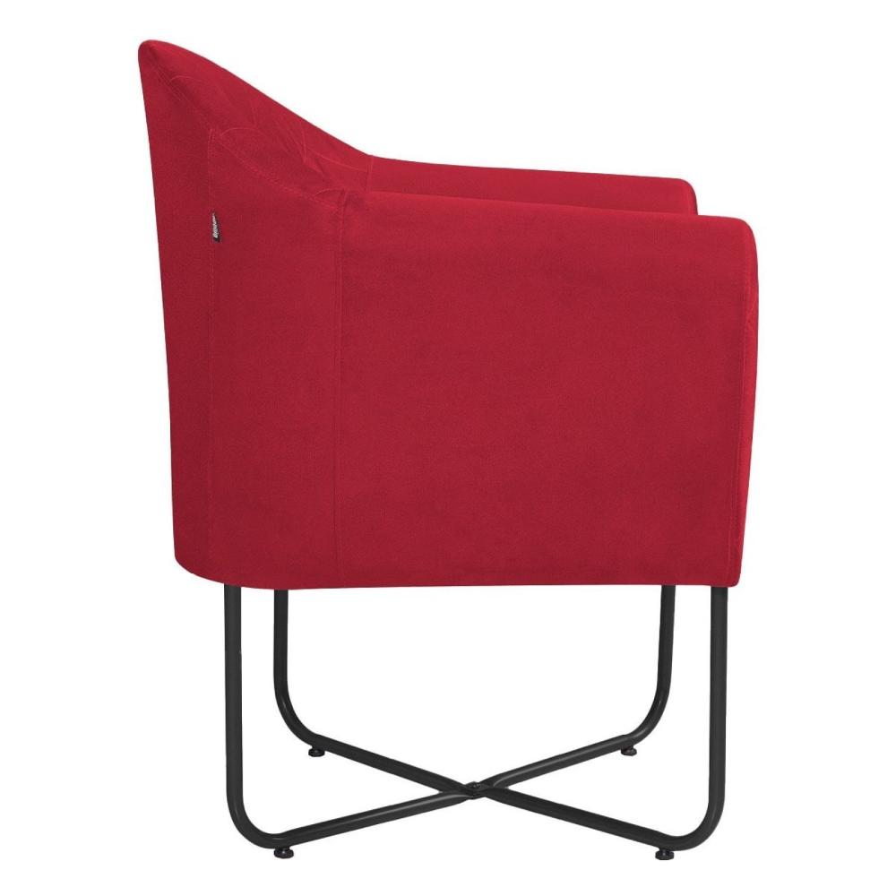 Miniatura Poltrona Herrera Base X Preta Suede Vermelho