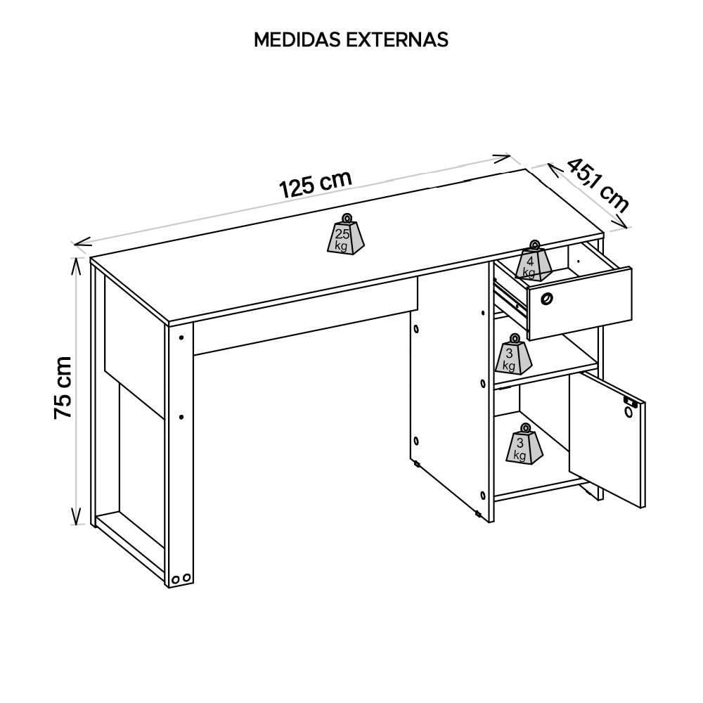 Miniatura Escrivaninha Mesa Computador Escritório Meta Marrom Caemmun