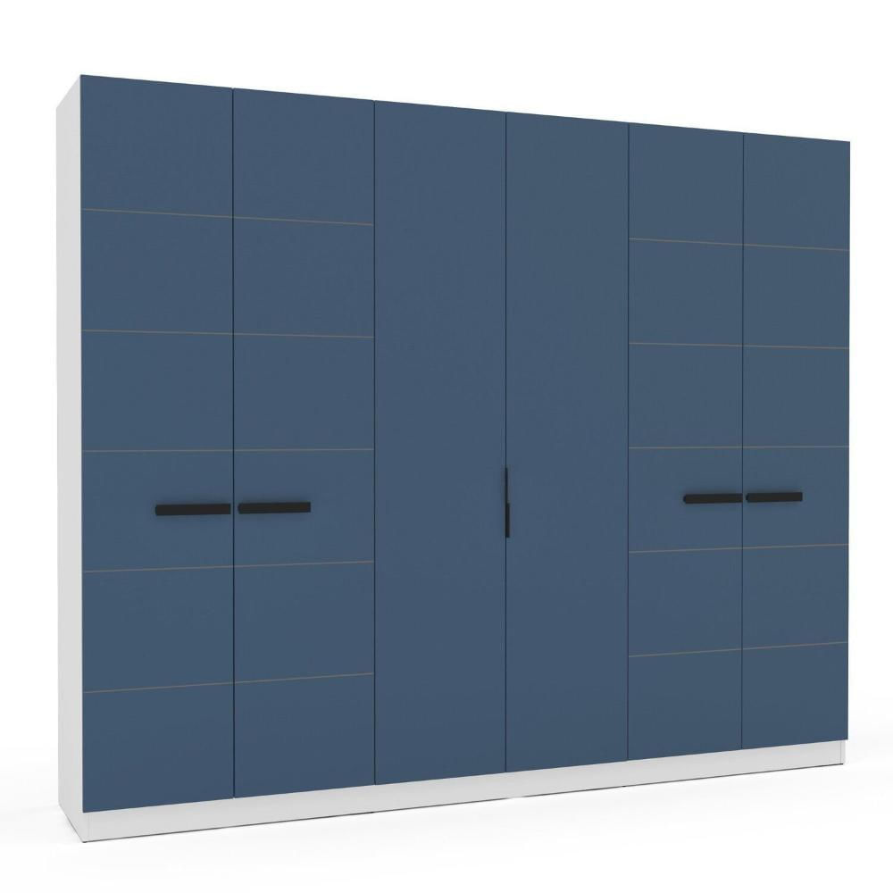 Miniatura Guarda Roupa 6 Portas 4 Gavetas Lisboa Branco/Azul