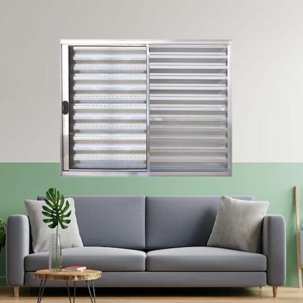 Miniatura Janela Veneziana de Alumínio 3 Folhas 100 x 120cm Linha Modular Esquadrias Bergamo Brilhante