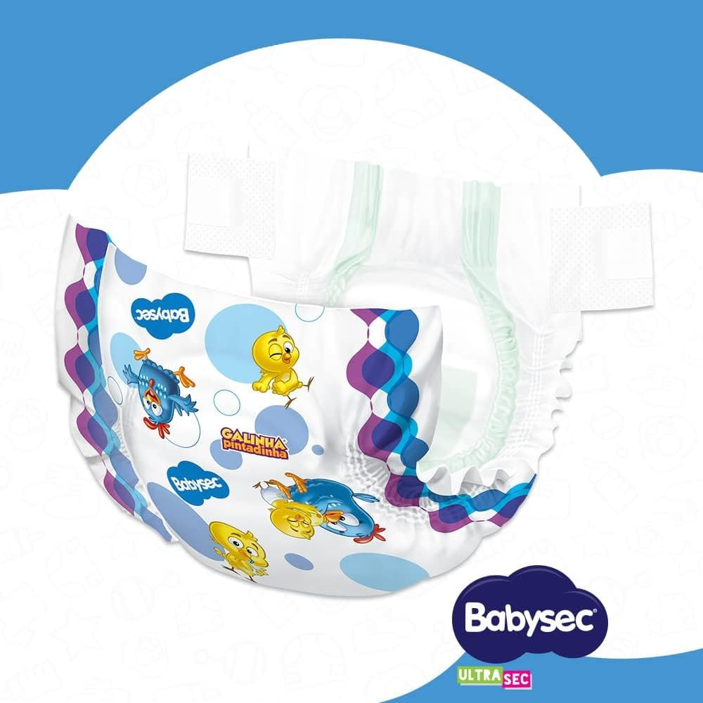 Miniatura Fralda Descartável Babysec Ultrasec Hiper Galinha Pintadinha P 72 Unidades