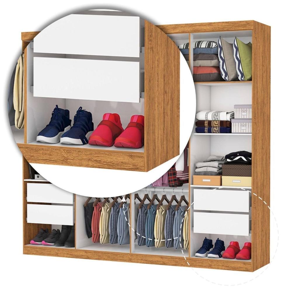 Guarda-roupa Stanley 8 Portas 4 gavetas Cinamomo/Branco