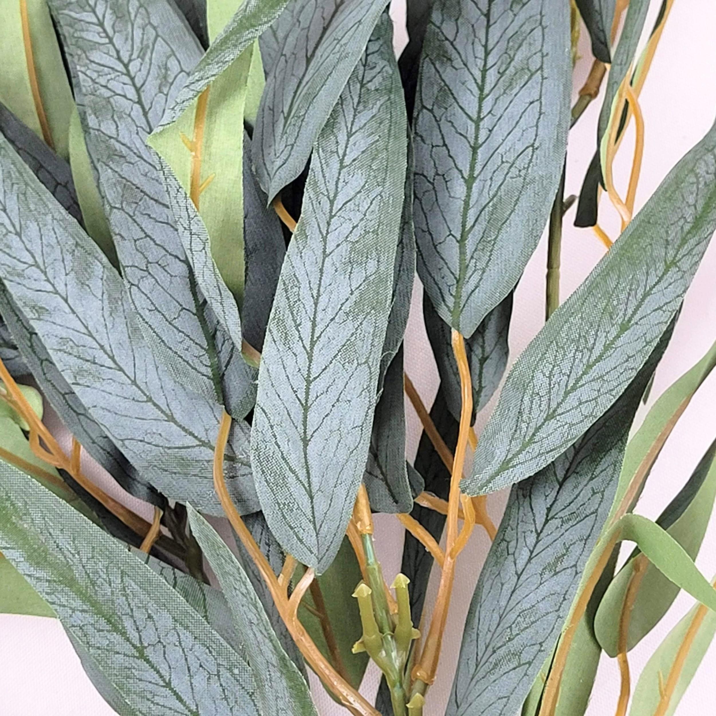 Miniatura Planta Artificial Eucalipto Folha Fina 95X20Cm Haste Kit 3Pc