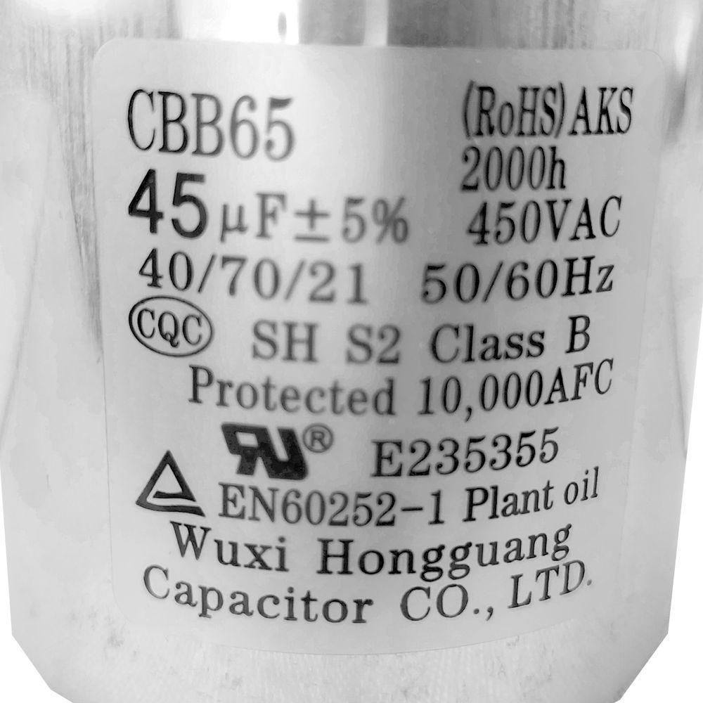 Miniatura Capacitor 45uf 450vac Com Protetor Térmico Único