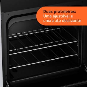 Fogão Brastemp 4 Bocas BFO4NBR Clean com Mesa de Inox, 2 Prateleiras Ajustáveis e Acendimento automático Bivolt – Inox