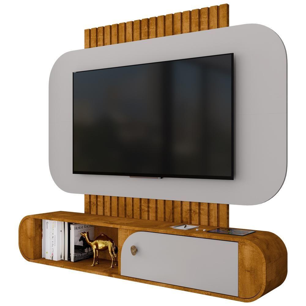 Miniatura Painel Para Tv 55 Pol Com Bancada Suspensa Maestri B02 Naturalle Off White - Lyam Decor