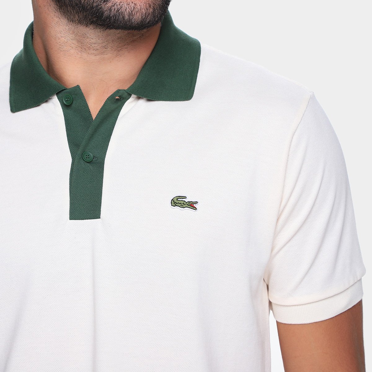 Miniatura Camisa Lacoste Polo Contrast Collar Masculina Branco - G