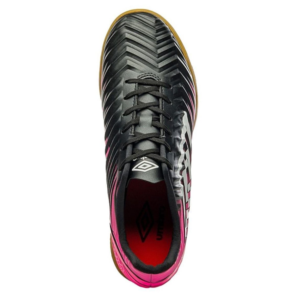 Miniatura Chuteira Futsal Umbro Fifty V Unissex Preto+Rosa - 40