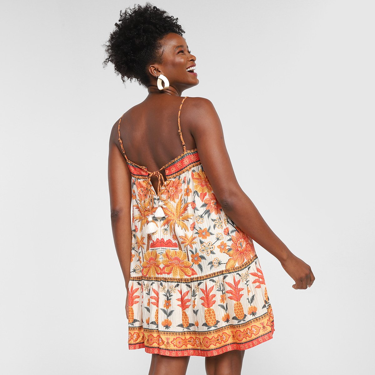 Miniatura Vestido Curto Farm Samba Das Araras Feminino Estampado - G