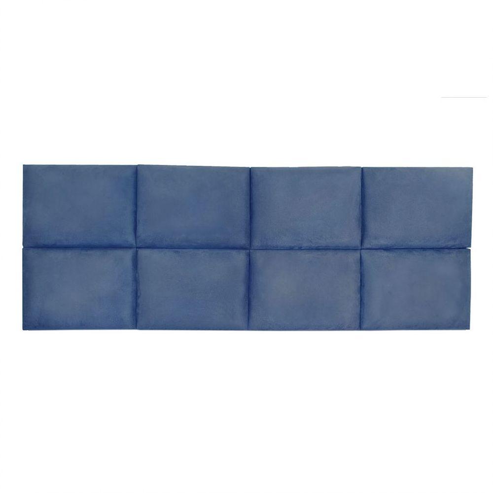 Miniatura Cabeceira Painel Modulada King 1,95m Lorena Suede Azul Marinho