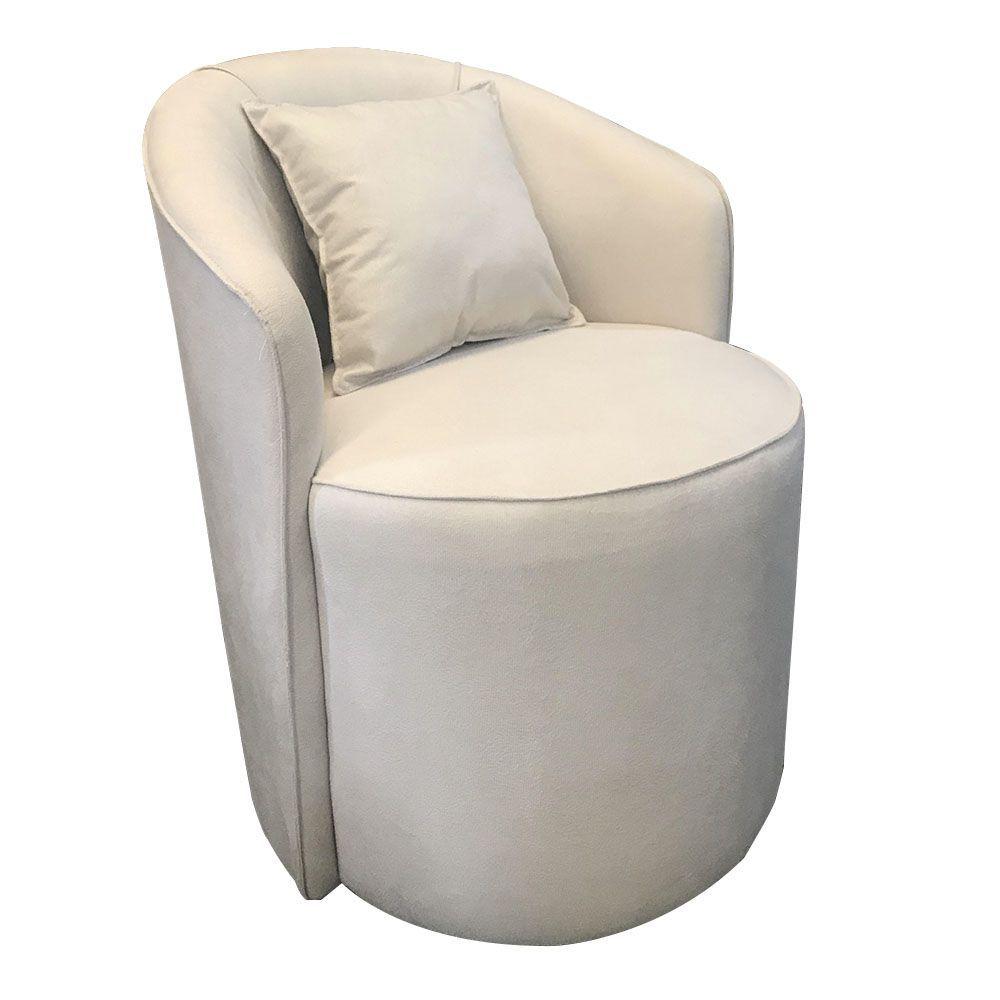 Miniatura Poltrona Redonda Serena Suede Base Fixa C05 - D'rossi Cor Bege