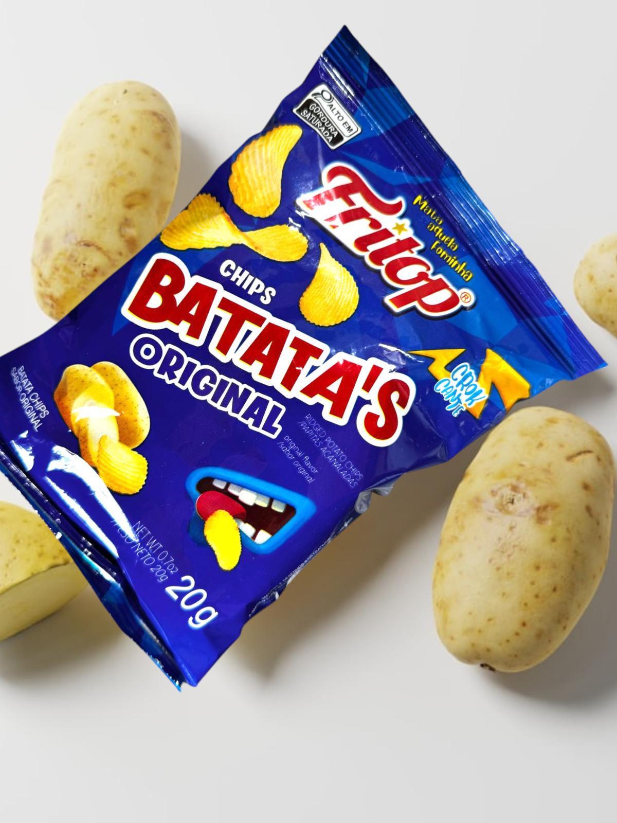 Miniatura Kit 30 Mini Batata Chips Fritop Tradicional Salgadinho 20G