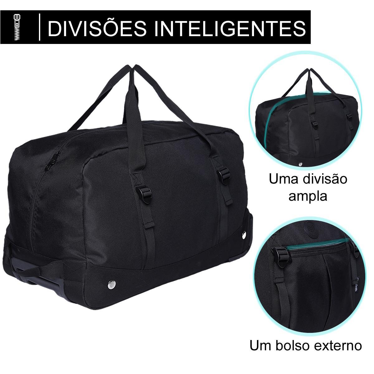 Miniatura Bolsa Mala Sacola De Viagem Com Rodas Reforçada - Cinza
