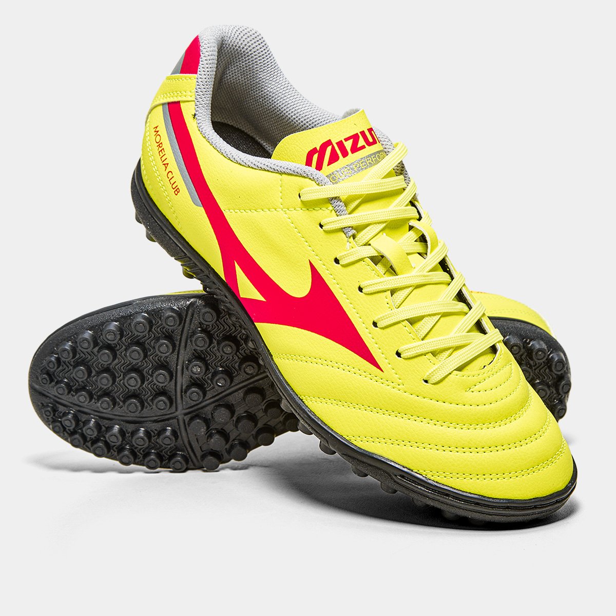 Miniatura Chuteira Society Mizuno Morelia Club Unissex Amarelo+Vermelho - 38