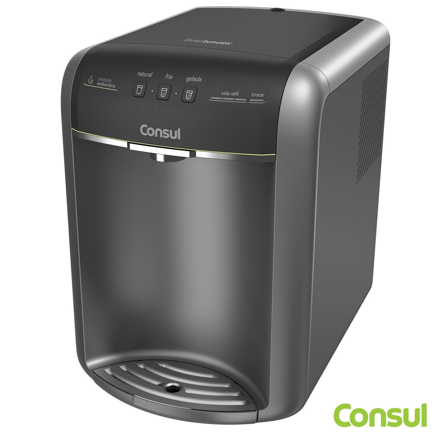 Miniatura Purificador de Água Consul CPB36 Bem Estar com Água Gelada e Display Gradual com Aviso de Troca de Refil 110