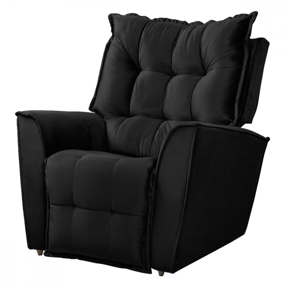 Miniatura Poltrona Reclinavel Do Papai Para Sala King Veludo Preto Preto