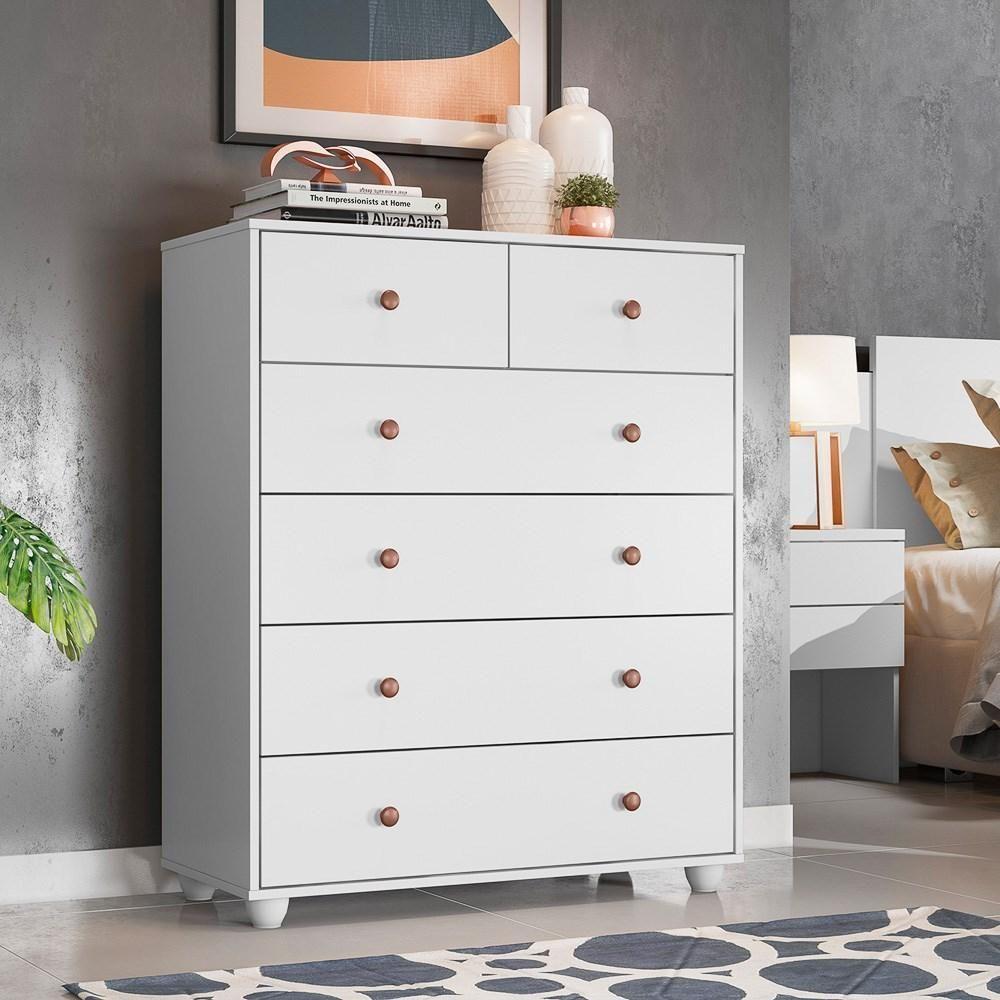 Miniatura Cômoda 90cm 6 Gavetas Glória A02 Branco Fosco Liso - Mpozenato