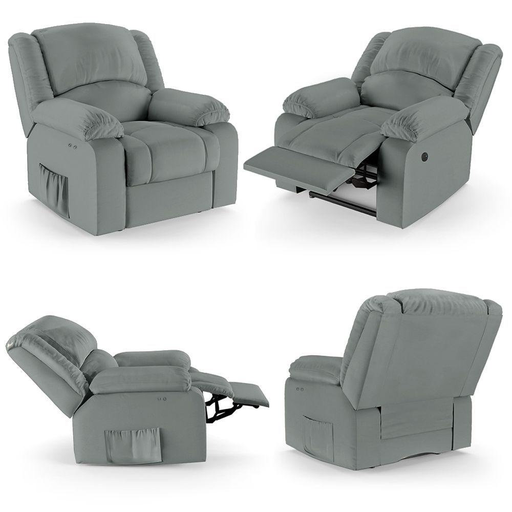 Poltrona Do Papai Reclinável Pietra Power Touch Massagem Fh9 Pu Cinza - Mpozenato