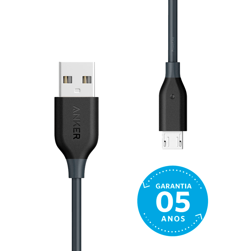Cabo Anker Powerline Micro USB Android | 3 metros Cinza