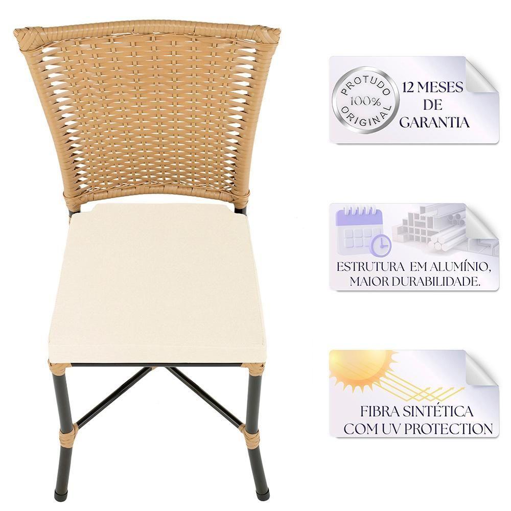 Cadeira De Jantar Reforçada Em Alumínio E Fibra Estofado Impermeavel 4Unds Capuccinoráfia A01