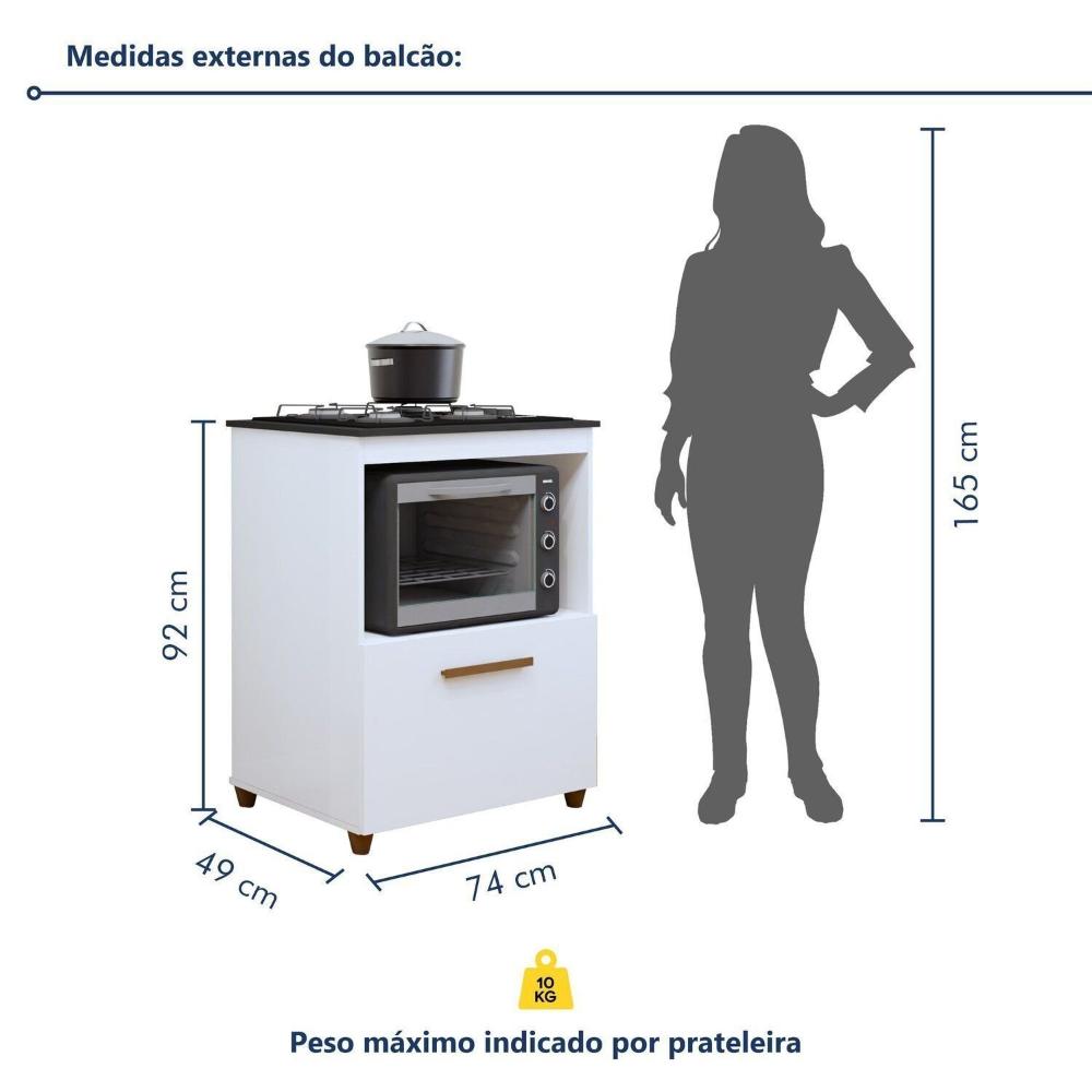 Conjunto 2 Peças Paneleiro com Fruteira e Balcão 4 Bocas João Pessoa Branco