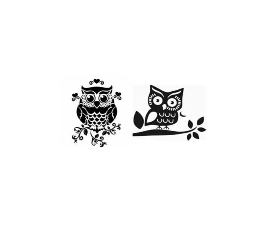 Miniatura Tatuagem Temporária Cartela Dupla Coruja Delicada Pequena