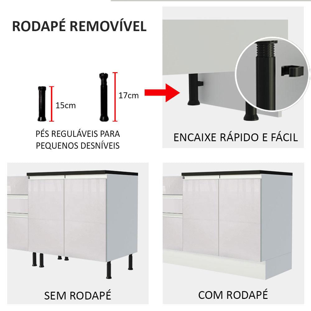 Balcão Porta-Temperos Armário de Cozinha 100% MDF 20 cm (Com Tampo) Branco Acordes Madesa Branco