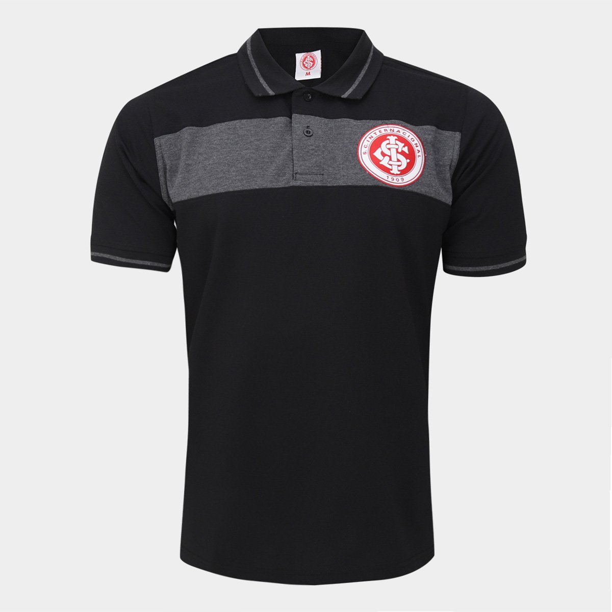 Miniatura Camisa Polo Internacional Escudo Masculina Preto+Chumbo - EGG