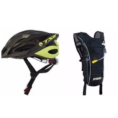 Miniatura Kit Ciclista Capacete Tsw + Mochila De Hidratação Térmica
