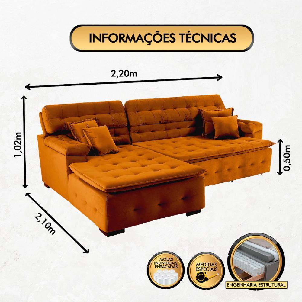 Miniatura Sofá Retrátil e Chaise Orlando 220x210 terra