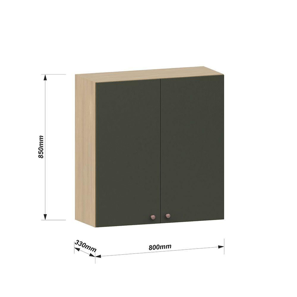 Miniatura Armário Aéreo De Cozinha 80cm 2 Portas Classic Luciane Móvei Freijó/verde Amalfi