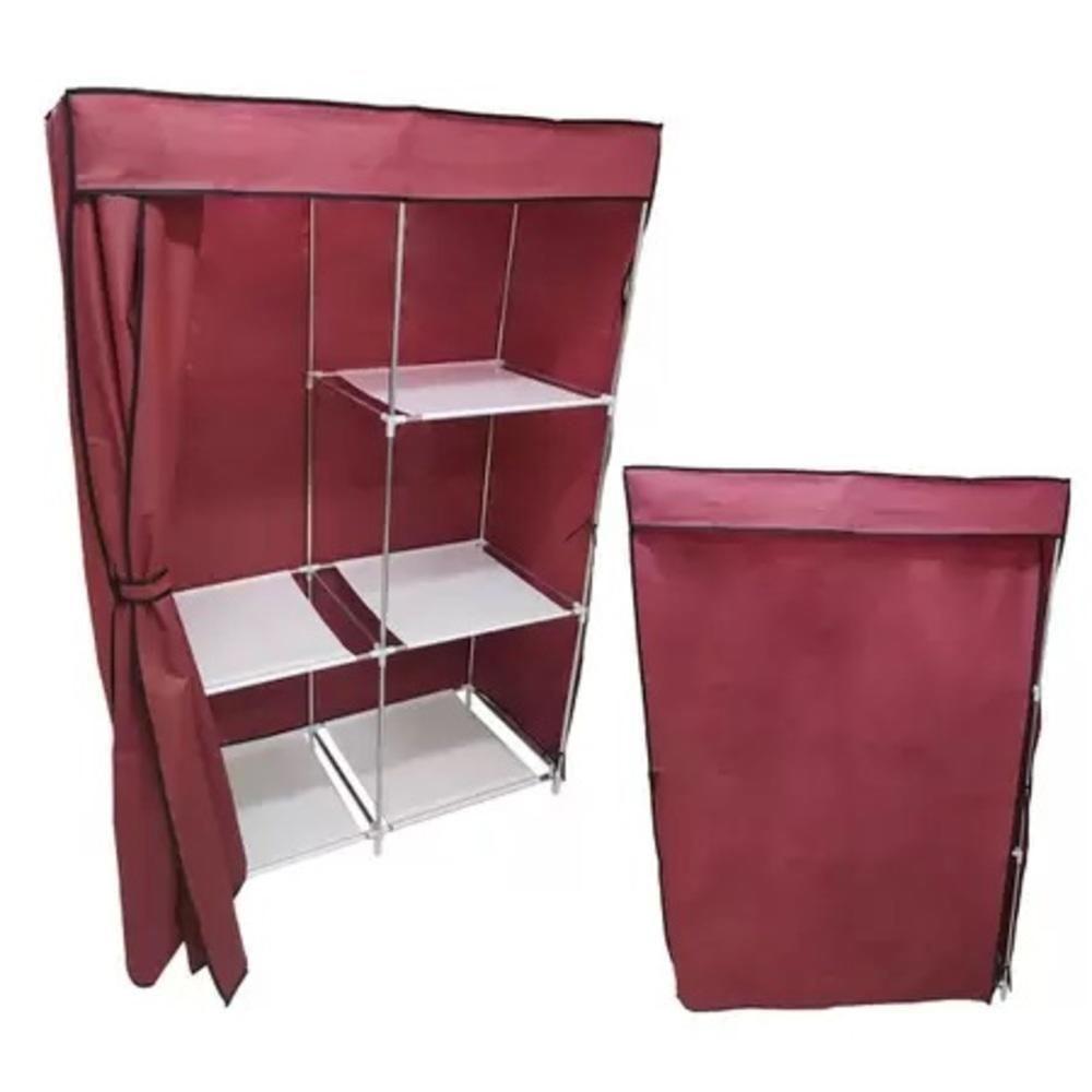 Miniatura Guarda Roupa Grande 105cm Estante Cabideiro Arara Portatil Multiuso Sapatos Roupas Praia Vermelho Luxo