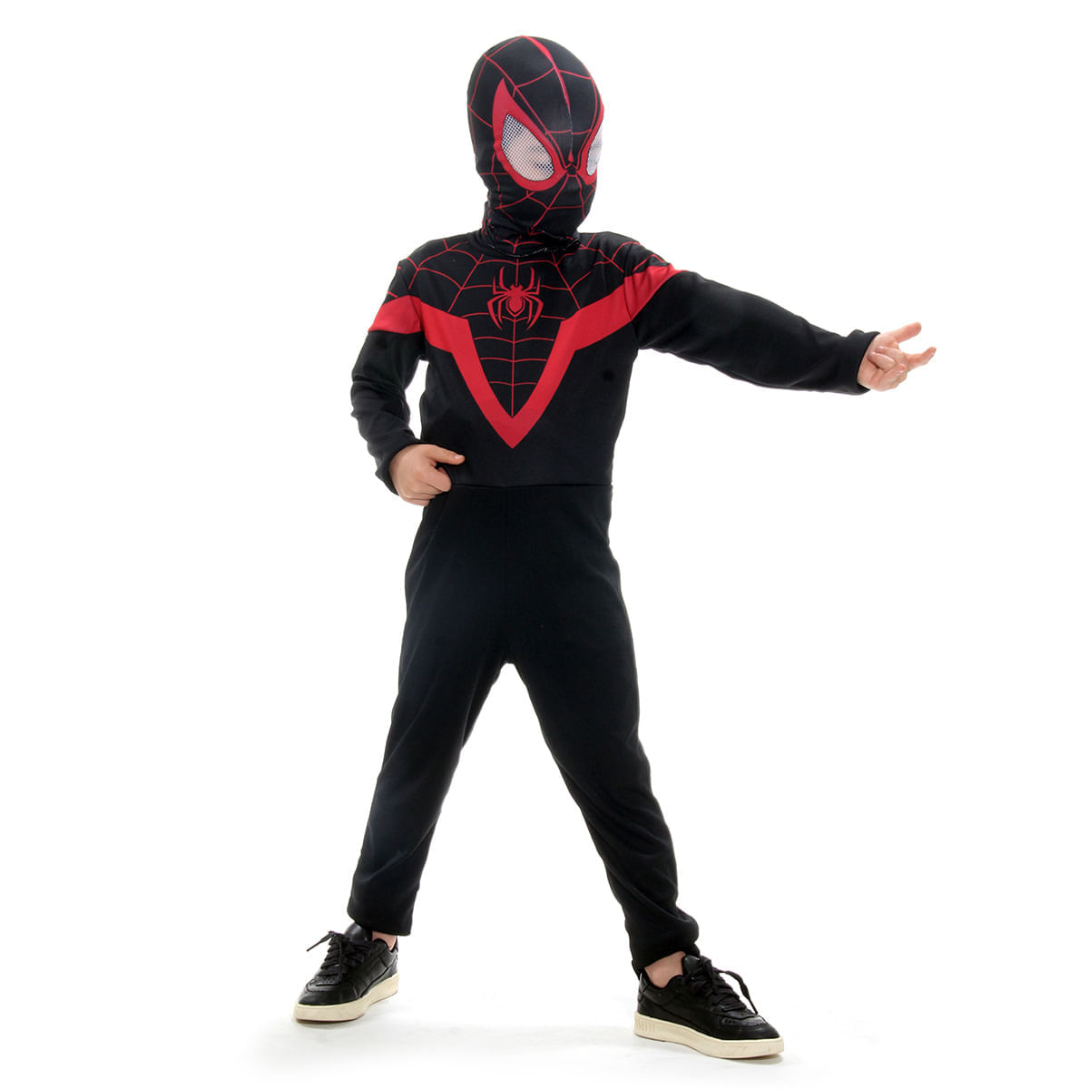 Miniatura Fantasia Infantil Homem Aranha Preto Miles Morales com Máscara - Marvel G