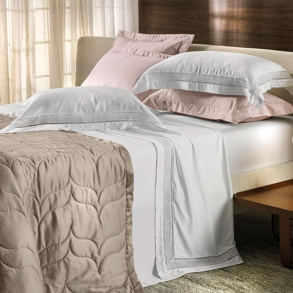 Miniatura Jogo De Cama Queen Altenburg Cetim Bambu 300 Fios Unitá Branco