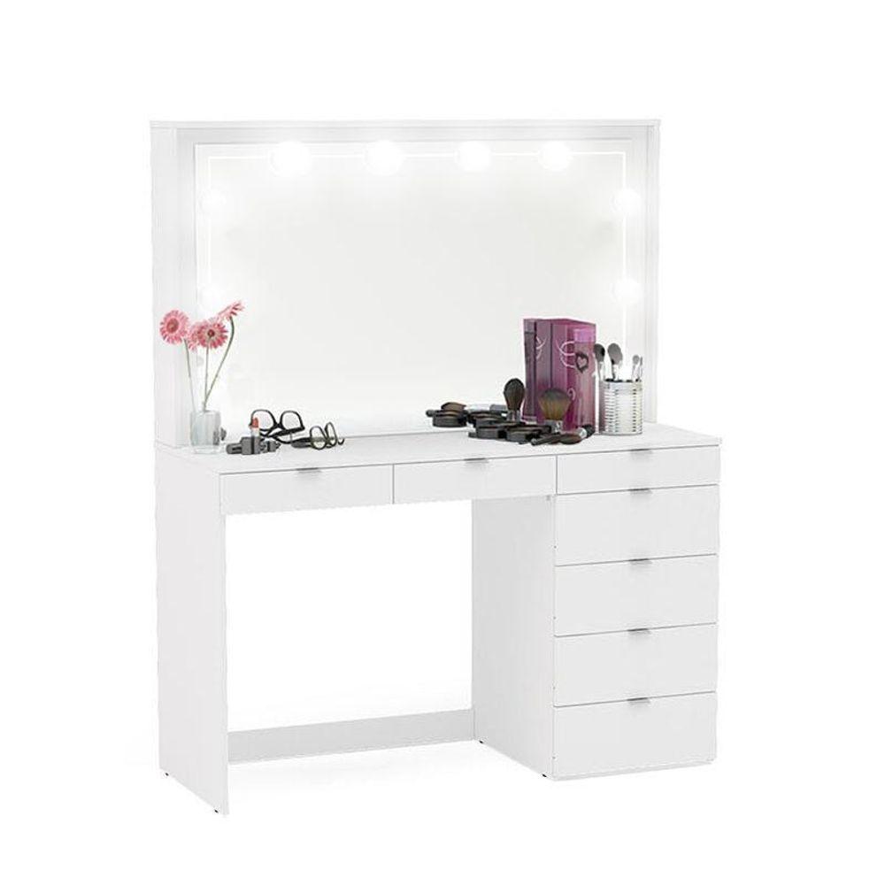 Miniatura Penteadeira Ditália 7 Gavetas Branco Com Kit Luz Camarim