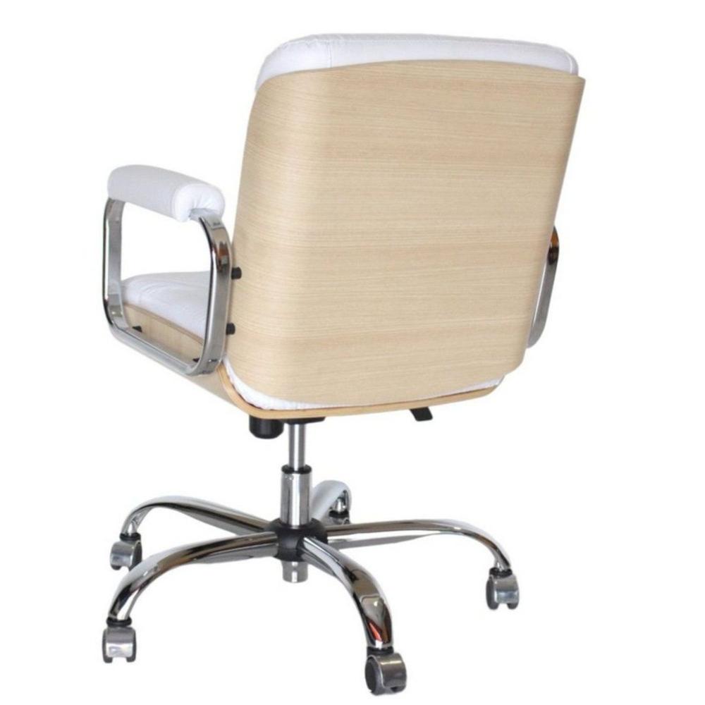 Miniatura Cadeira Eames Original para Escritório com Rodinhas Anti Risco da Linha Capa em Madeira Branco/Bege