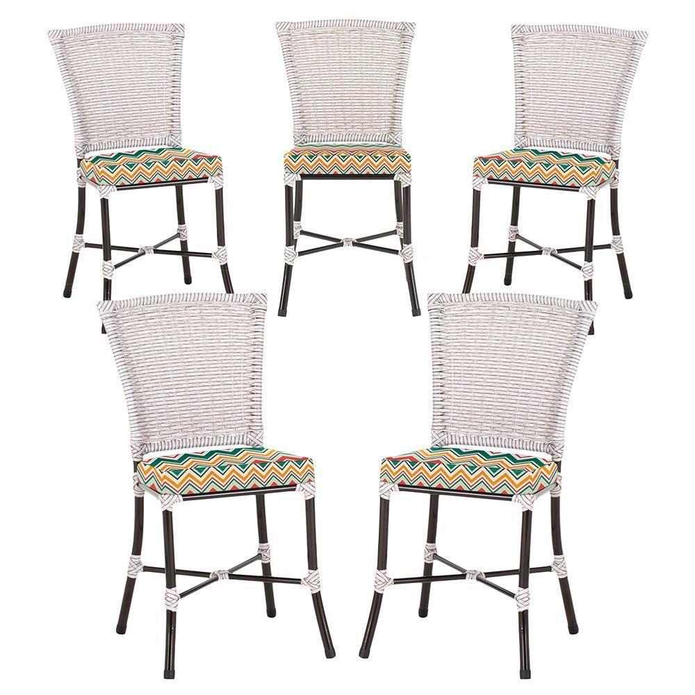 Miniatura Jogo De Cadeiras Para Cozinha - Kit Com 5 Cadeiras Em Aluminio E Fibra Sintetica Turquia Marmore Z35